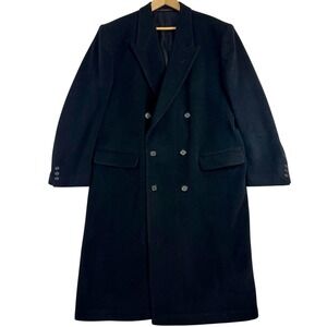 Ashford and Reede Mens Black Wool Cashmere Double Breasted Overcoat Long Coat